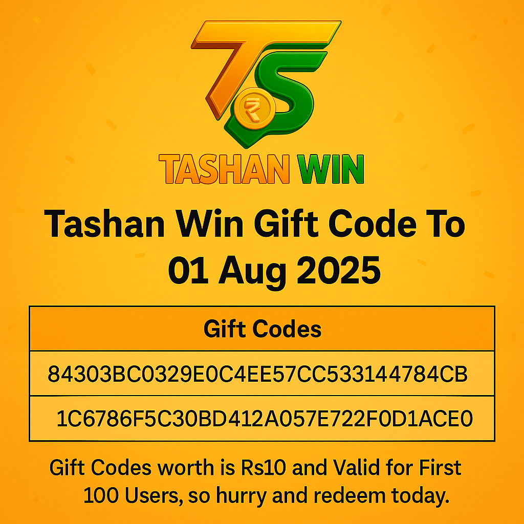 Tashanwin Gift Code 01 August 2025