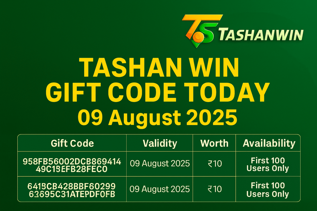 Claim Tashan Win Gift Code Today